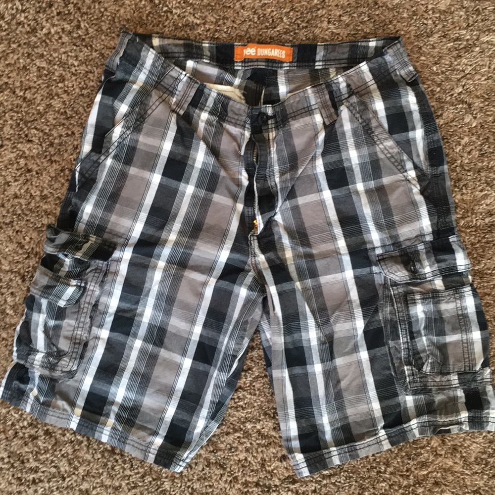 Lee Dungarees Gray Plaid Cargo Shorts